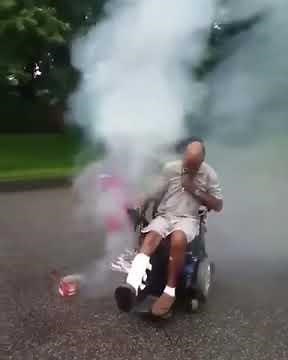 "Terry What Is You Doin ???" MAN IN WHEELCHAIR EXPLODED BY FIREWORKS !!!