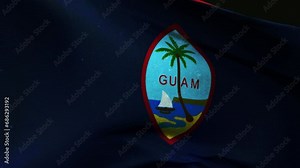 guam flag waving closeup. Highly Detail 3D Rendered video footage for national or government celebration, patriotism and social media content.