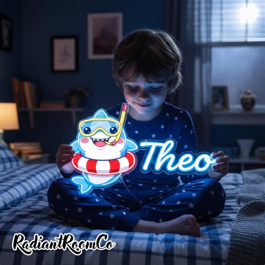 Custom Printed Acrylic Neon Sign, Little Shark Going Swimming, Personalized Newborn Baby and Toddler Boy Gift, Nursery and Kid Room Wall Art - Etsy