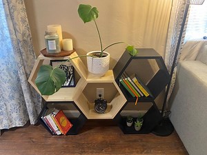 Hexagonal Solid Wood Modular Console Table Made in USA, Base Piece Plus Two Individual Hexagon Pieces 3 Piece Set - Etsy