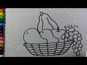 Easy & Simple Fruit Basket Drawing.