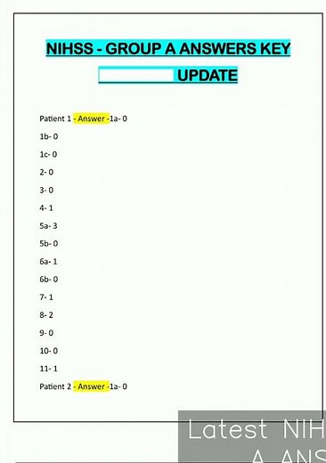 Latest NIHSS GROUP A ANSWERS KEY UPDATE video