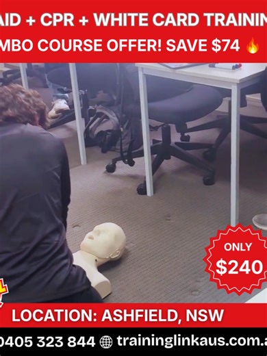 THE COMBO YOU’VE BEEN WAITING FOR IS HERE! 💥 Meet our special Triple-Combo Course—the all-in-one solution you’ve been asking for! 🚀 Why waste time and money booking separate sessions? Get your First Aid, CPR, and White Card everything you need to get on-site—at only ONE training center. 🔥 THE BIG DEAL: We know you want value, so we’re dropping the price! 📉 Regular Price: ~$314~ ❌ Special Offer: ONLY $240! ✅ YOUR SAVINGS: $74 OFF instantly! What’s Included in Your Training: 1️⃣ CPCWHS1001 – P