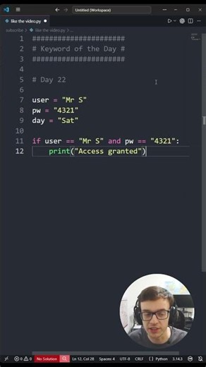 Python Keyword of the Day 22/30 #pythonforbeginners #coding