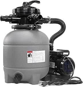 XtremepowerUS 12" Sand Filter Above Ground Pools Sand Filter Pump 7-Way Pool Pump 10,000GAL Filter Media Set