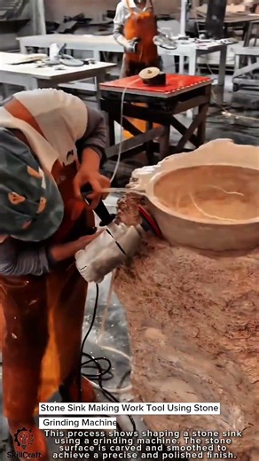 Stone Sink Making Work Tool Using Stone Grinding Machine #worktool