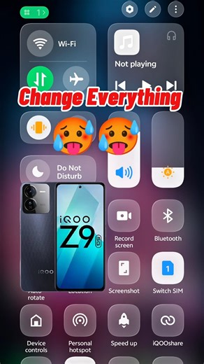 IQOO Z9 ORIGIN OS CONTROL CENTER 💀 Change Everything ! #iqooz9 #originos6 #vivot3