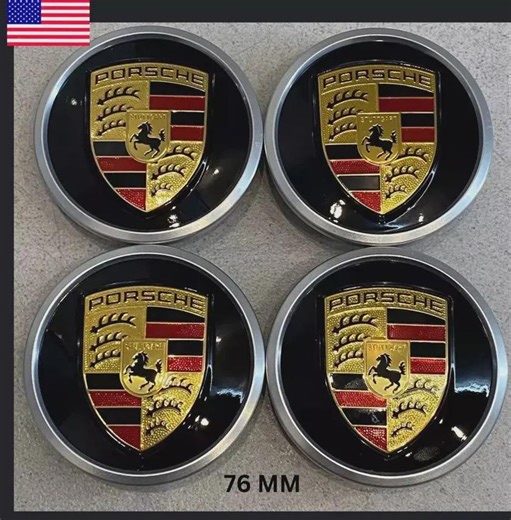 Porsche Wheel Center Caps 76mm 65mm | Black With Silver Chrome Ring Edges | Set of 4 Hub Caps Replacement for Porsche Rims - Etsy