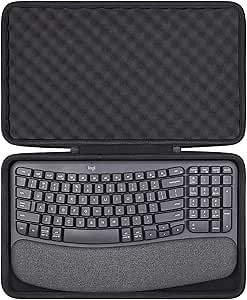 co2CREA Hard Case Compatible with Logitech Wave Keys MK670 Combo/Wave Keys Wireless Ergonomic Keyboard,Graphite Case