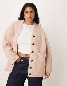 ASOS DESIGN Curve multiply oversized cardigan in pink | ASOS