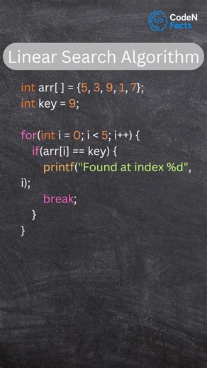 @CodeNFacts on Instagram: "Linear Search Algorithm Explained Simply | DSA Basics #coding #codenfacts #techfacts #dsa"