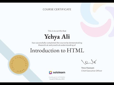 Sololearn Certificates | Introduction to HTML #1