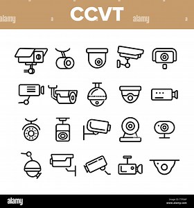 Surveillance Cameras, CCTV Linear Icons Vector Set. Security System, CCTV Thin Line Illustrations Collection. Home Safety Equipment. Wall, Ceiling Sur Stock Vector Image & Art - Alamy