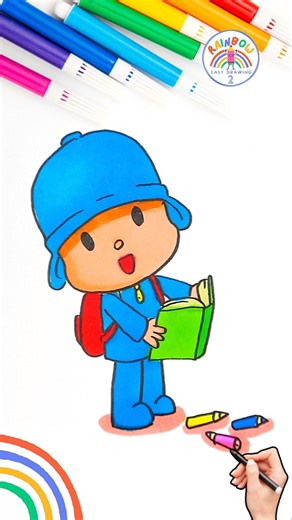 Pocoyó Drawing | Learn to Draw Pocoyo Reading Book 🌈📚 #pocoyo #drawing #book