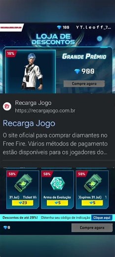 chegou nova loja misteriosa no recarga jogo #freefire #shorts