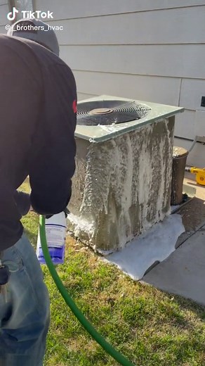 AC condenser cleaning 🧼 #hvac #hvactechnician #accleaning #heatingandcooling #hvactech #hvaclife #PassTheBIC #tradesman #satisfying