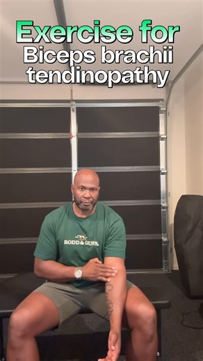 Bradley Blair Osteopath on Instagram: "Rest your elbow on your thigh and straighten your arm as far as it will comfortably go. Using your other hand, gently apply overpressure to help the arm straighten a little further. You should feel a stretch through the biceps and around the back of the elbow. This can help improve elbow extension and reduce stiffness when the arm feels tight or restricted. This exercise is commonly used for biceps tendinopathy. Tendinopathy refers to a change in the tendon