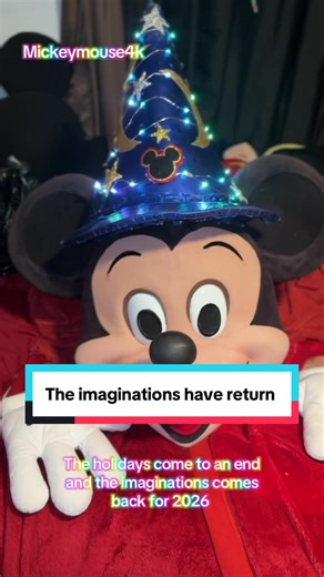 The holidays have come to an end and the imaginations have come back for 2026 #mickeymousemascot #sorcerermickey #fantasiamickey #mickeymouse #dontowncopyrightstomusic