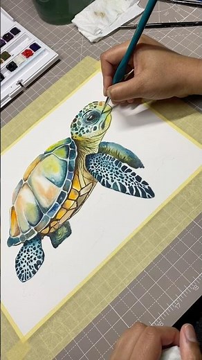 🐢 Painting a Sea Turtle in Watercolors | Ocean-Inspired Art Process