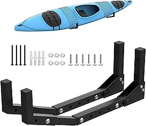 WALMANN Wall Mount Kayak Storage Rack, Kayak Hooks for Garage Wall Hangers for Kayak, Surfboard, Skiis, Snowboard, Paddle Board