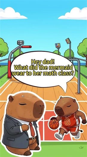 What did the mermaid wear to her math class? Capybara tells a joke-3 #funny #cute #capybara