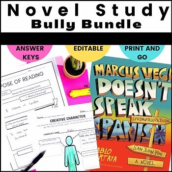 Marcus Vega Doesn't Speak Spanish Pablo Cartaya Novel Study/Bully Lesson Bundle