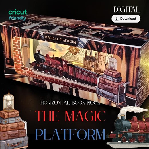 Magical Platform Horizontal Book Nook Kit Foldable Paper Diorama PDF & PNG Templates - Etsy