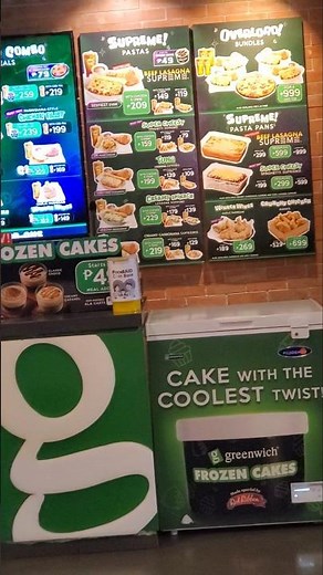 GREENWICH MENU WITH PRICE PIZZA OVERLOAD AND FROZEN CAKE