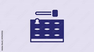 Blue Arcade game machine with hammer icon isolated on purple background. Amusement park attraction. 4K Video motion graphic animation