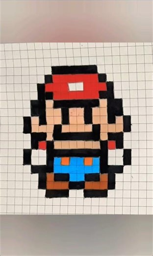 Mario/Bomber Mario Pixel Art 💣🎮 Graph Paper Drawing | Retro Game Art #Shorts