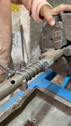 Making a Hand made spring on a lathe #shortvideo