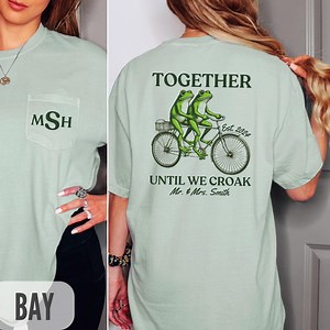 Funny Bride & Groom Shirts, Personalized Frog Couple Honeymoon Shirt, Frogs on Bicycle T-shirt, Gift for Newlyweds, Together Until We Croak - Etsy