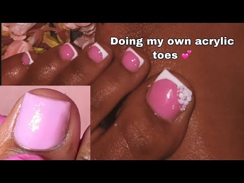 Acrylic toe tutorial 💕| French tip toes💕