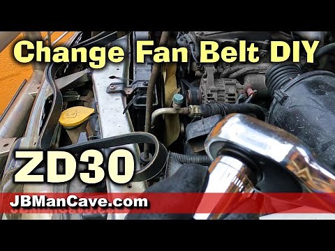 How to CHANGE FAN BELT D22 Frontier Nissan Navara DIY Truck JBManCave.com