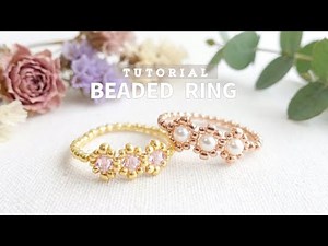 簡単💍3連ビーズのテグス編みリング♡! 作り方ビーズアクセサリー Easy Beaded Ring Step-by-Step Tutorial!