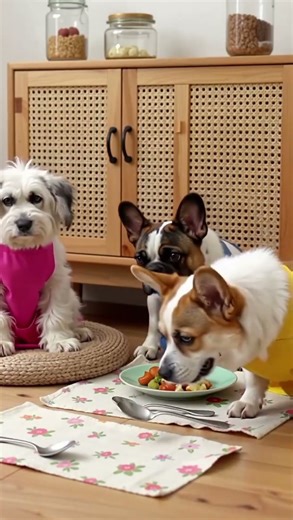 Apron Dogs! Dining Table Setup