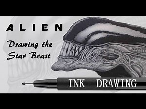 Drawing the ALIEN creature from the classic science fiction horror movies .