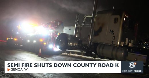 Semi Fire Shuts Down County Road K