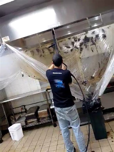 ✨ Watch our hood cleaning wizard in action! ✨ At Applied Cleaning, we're all about making your kitchen shine like new. Our team uses their magical touch to spray away all the dirt and grime, leaving your hoods spotless and compliant. Trust the wizards at Applied Cleaning to keep your kitchen safe and sparkling! ✨ 📞 386-252-6922 or 321-362-9894. 🌐 Visit us at appliedcleaningglu.com | Restaurant Hood Cleaning- Applied Cleaning LLC