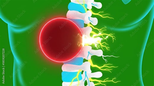 Spinal Disc Herniation Animation with Green Background Sciatica Medical Illustration of Nerve Pain Anatomy for