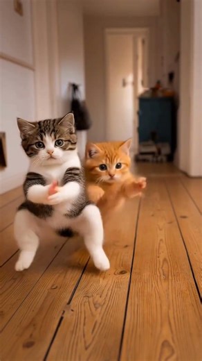 baby cat playing dance.