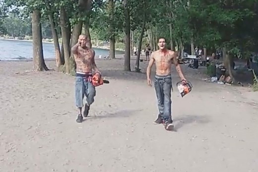 Chainsaw-wielding men covered in blood terrorize Toronto beachgoers