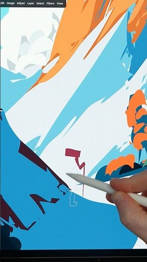 Landscape painting using bucket fill