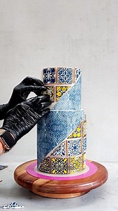 35K views · 3.8K reactions | Lemons and Blue tiles Inspired Cake...