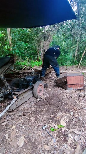 Cara saya mengangkut kayu dari hutan ke pangkalan mobil #workworking #chainsawman #winch #sling | Qayupore Inc