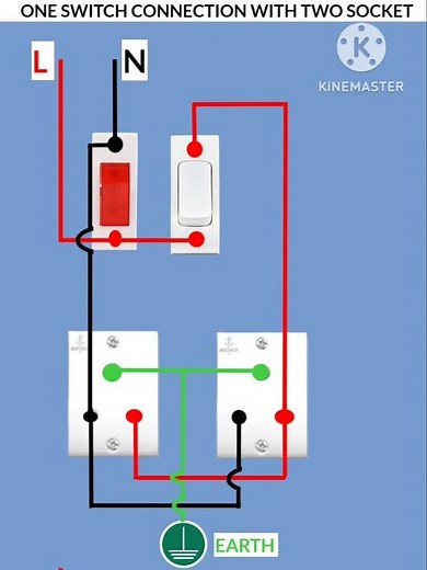 One switch Two socket Connection | board wiring | switch socket Connection | #shorts #electrical