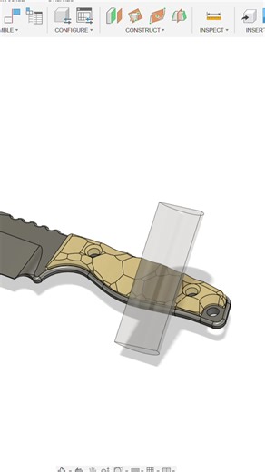 3D modeling the textured handles for the V4. I model these the same way I used to make them back when I would hand-grind them. I move various-sized “grinding wheels” into position and take cuts. The cool part about doing it on a computer is that I can undo and tweak each cut as needed until I get the exact look I’m going for. The process takes about eight hours, but after that I can manufacture them quickly whenever I need to, indefinitely. If I hadn’t spent the better part of a decade making ha