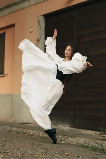 BTS fashion test shoot, model posing