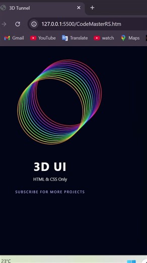 😱 3D Tunnel Animation using HTML & CSS 🔥 #viral #coding #webdesign #shortvideo #shorts #short #html