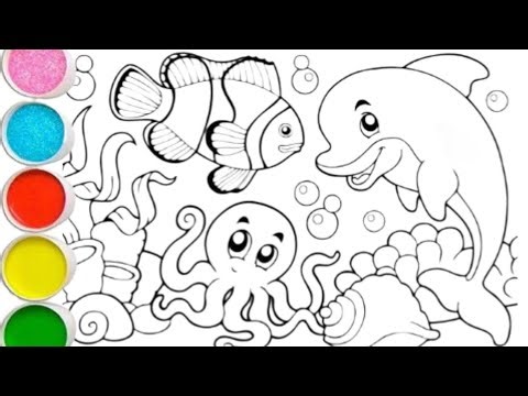 Sea Animal Drawing Easy / water animal Drawing / Sea Animals dance Drawing for kids